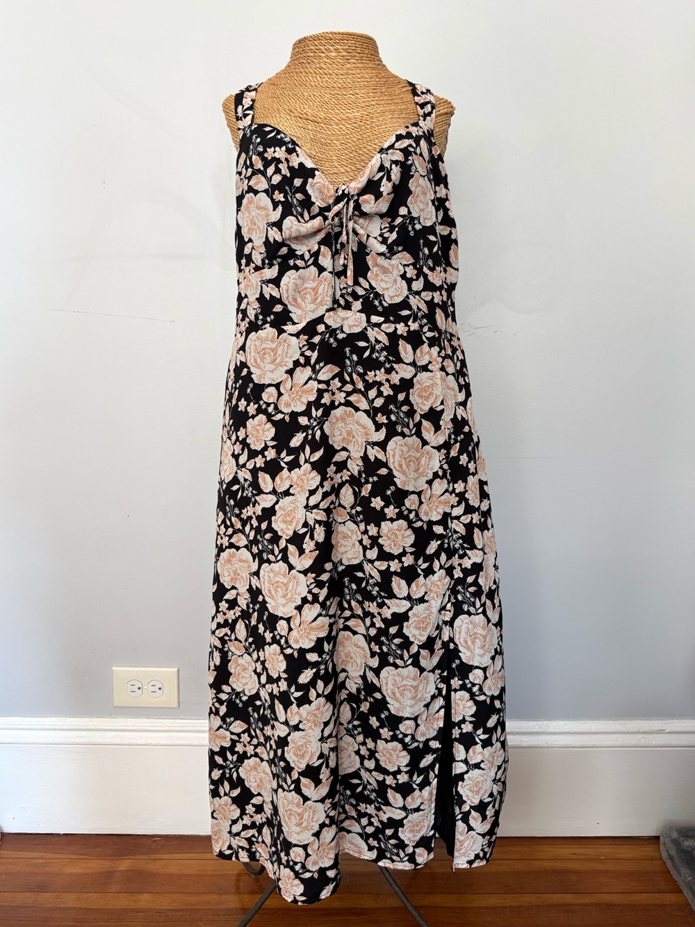 Abercrombie & Fitch Black Maxi Dress with Cream Floral Print